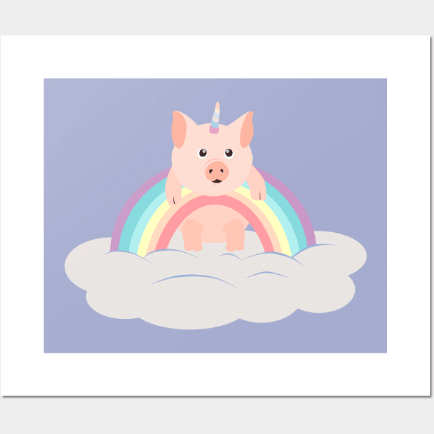 Piggycorn over the rainbow Wall Art by LittleAna